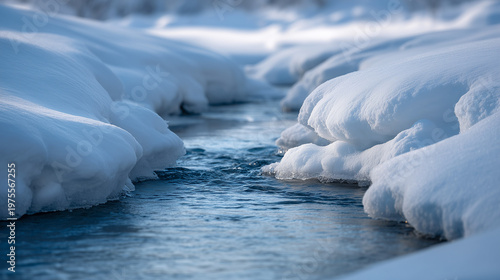 Icy streams vertical winter nature composition