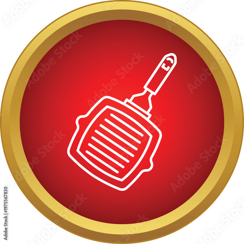 Grill pan icon representing kitchen cookware for cooking and barbecue