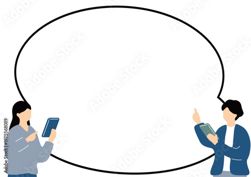 スマートフォンを持った男女