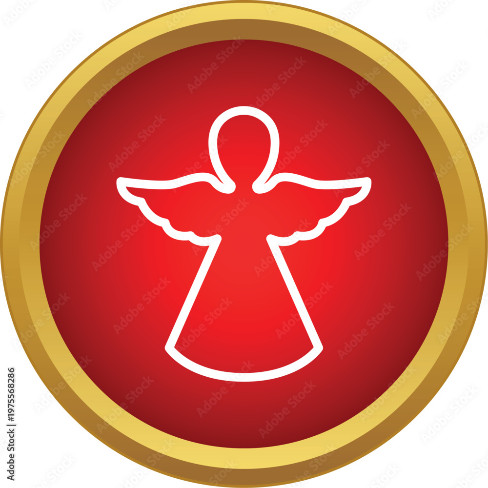 Fototapeta premium Christmas angel outline in a red circle creating a festive holiday decoration icon