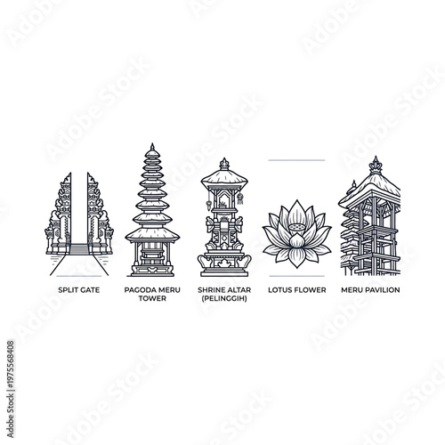 Balinese temple and lotus flower architecture.
