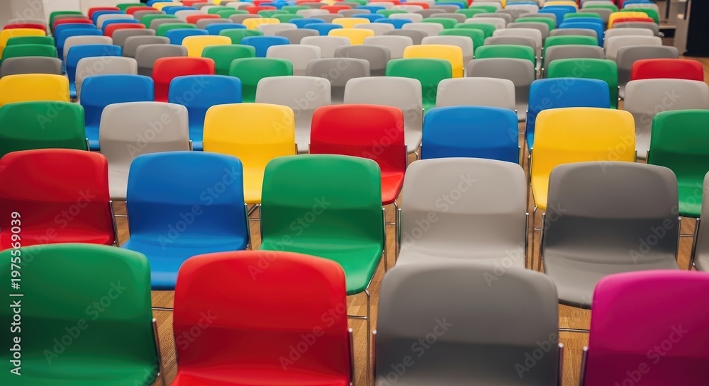 Fototapeta premium A large group of colorful chairs