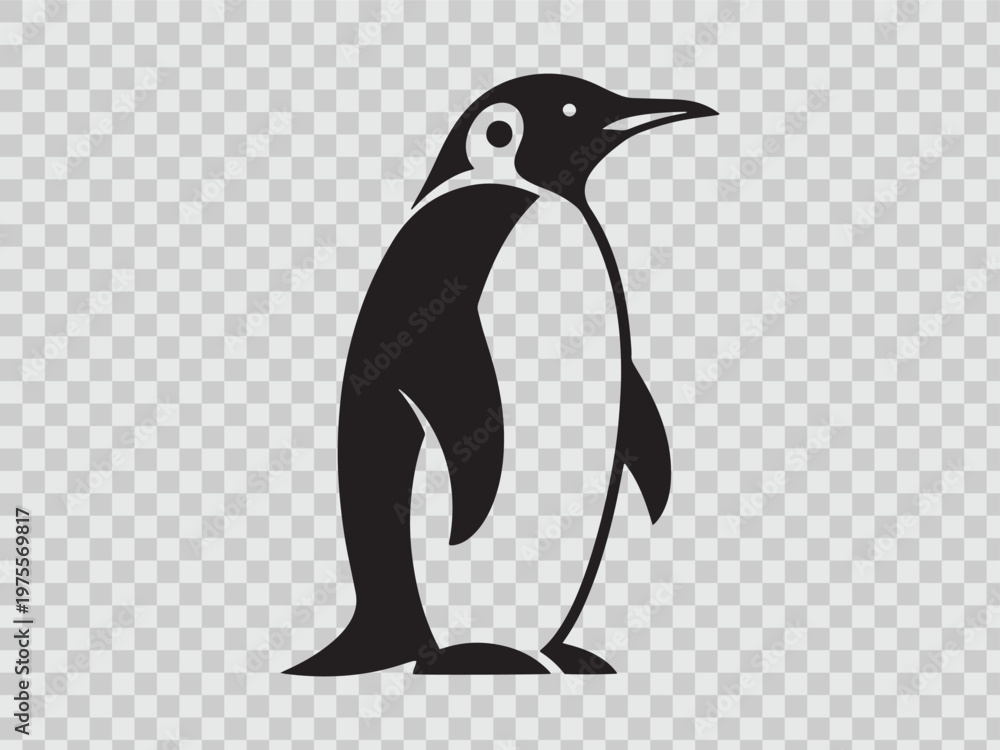 Obraz premium Penguin logo simple animal vector illustration black and white design icon isolated background.