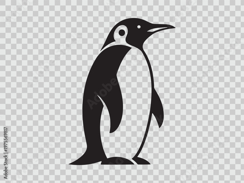 Penguin logo simple animal vector illustration black and white design icon isolated background.