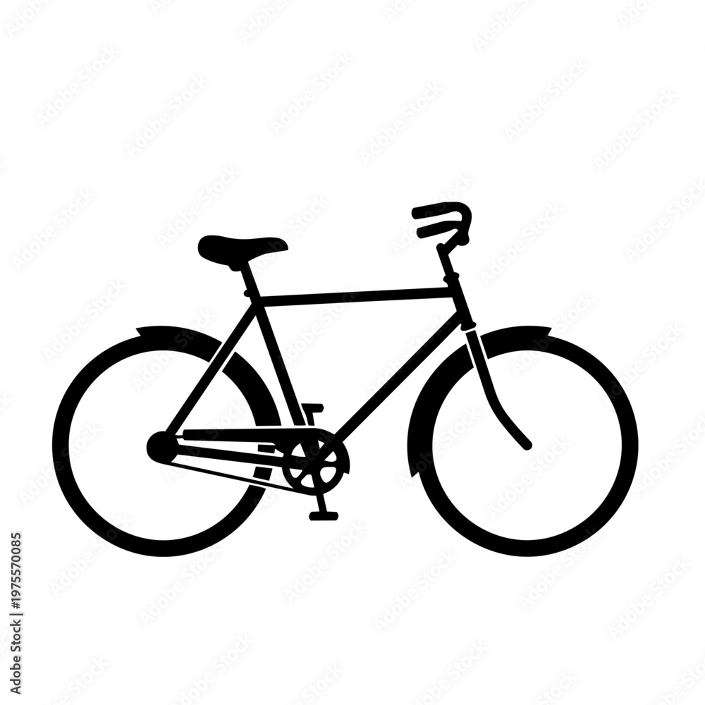 Fototapeta premium Vintage bicycle silhouette isolated on white background for graphic design