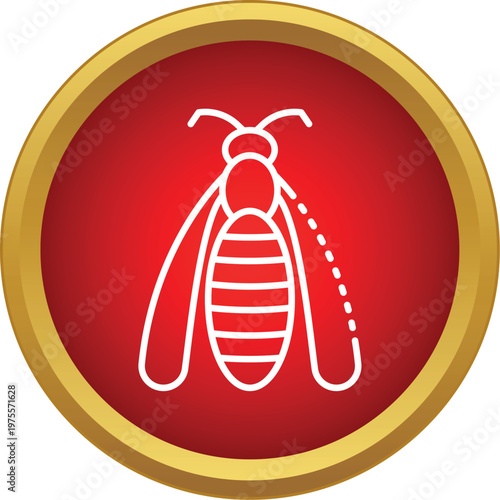 Wasp graphic representing a stinging insect inside a cautionary red circle emblem