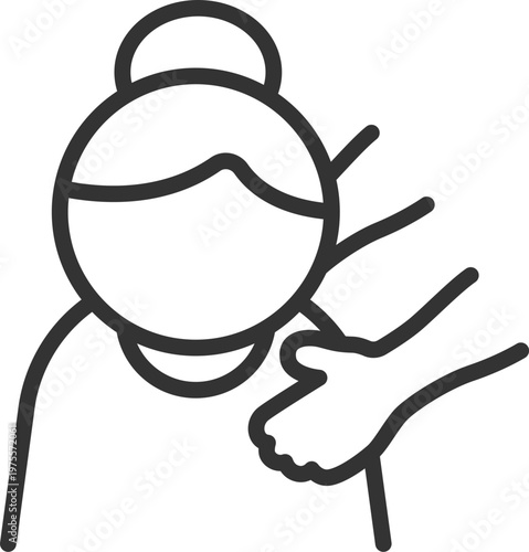女性介護のアイコン（線画）のイラスト