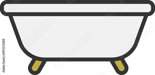 バスタブのアイコン（線画カラー）のイラスト