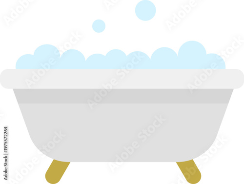 泡立った、バスタブのアイコンのイラスト