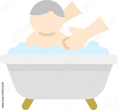 入浴介助のアイコンのイラスト