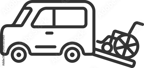 福祉車両のアイコン（線画）のイラスト