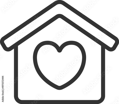 温かい我が家・安心の住まいのアイコン（線画）のイラスト
