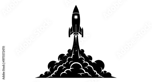 Rocket Launch Silhouette Vector Illustration