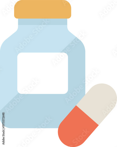 瓶に入った、錠剤のアイコンのイラスト