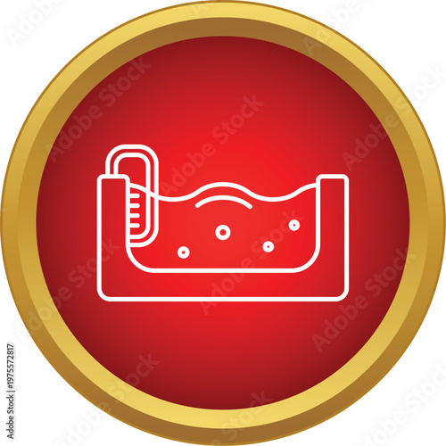Swimming pool or hot tub with water and steps in a red circle vector icon
