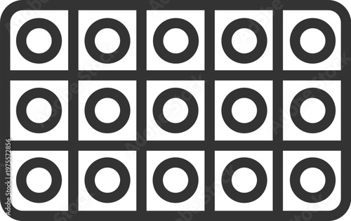 パックに入った、タブレット錠剤のアイコン（線画）のイラスト