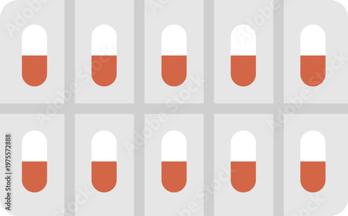 パックに入った、カプセル錠剤のアイコンのイラスト