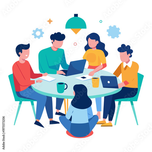 Startup Team Brainstorming Collaboration White Background