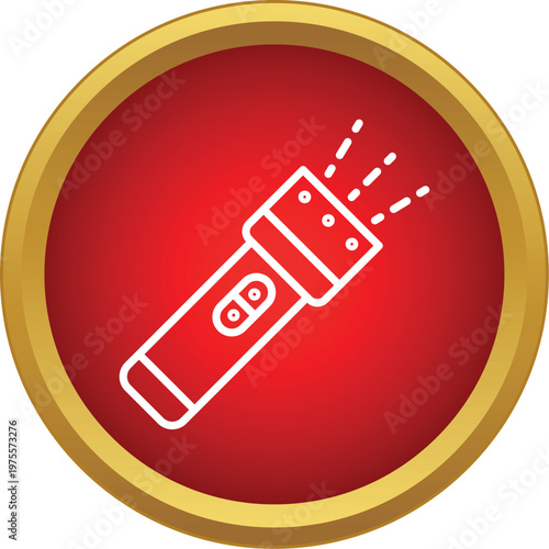 Flashlight icon portraying light, safety, and readiness in a bright red circle