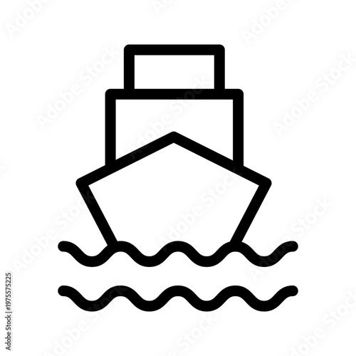 Minimal boat on ocean waves icon modern sea travel, marine transport and nautical adventure concept visual