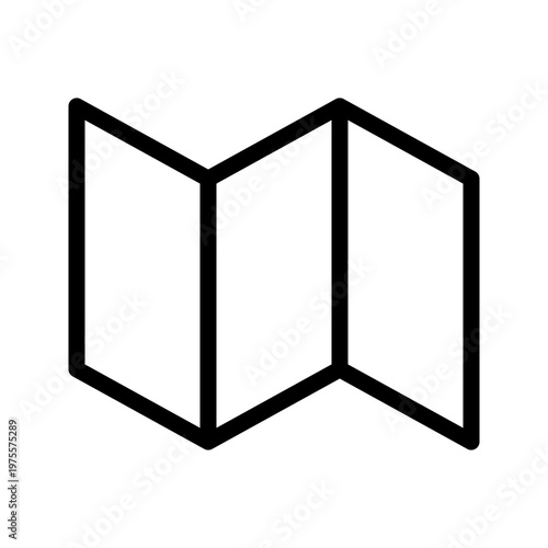 Folded paper map icon modern navigation guide, travel planning and geographic direction concept visual