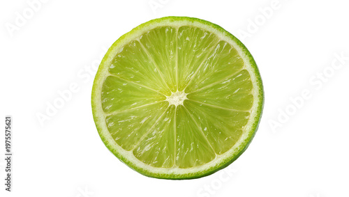Vibrant green lime slice with juicy pulp, isolated on transparent background