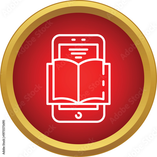 Smartphone displaying open book icon symbolizing e reading, online education, and digital library concepts