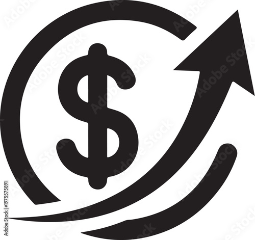 Financial growth, dollar sign, circular arrow, business investment, money increase