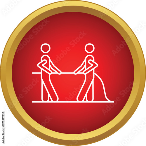 Two figures pulling a rope in a competition, symbolizing rivalry and strength