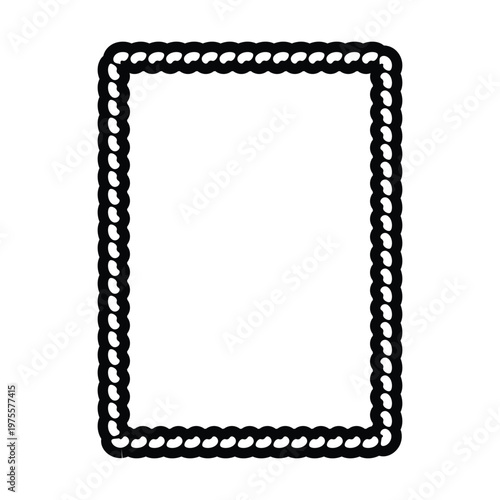 Decorative rope braid border frame vector illustration collection minimal black braided edge rectangle rounded frame for label card design