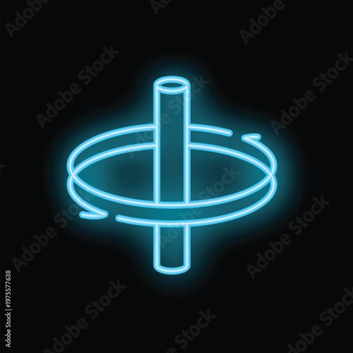 Glowing neon sign depicting the augmented reality symbol, isolated on a black background