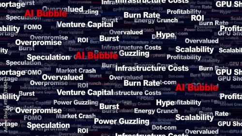 AI BUBBLE Seamless Endless Keywords Animation, Background, Loop
