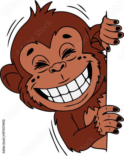  smiling monkey peeking
