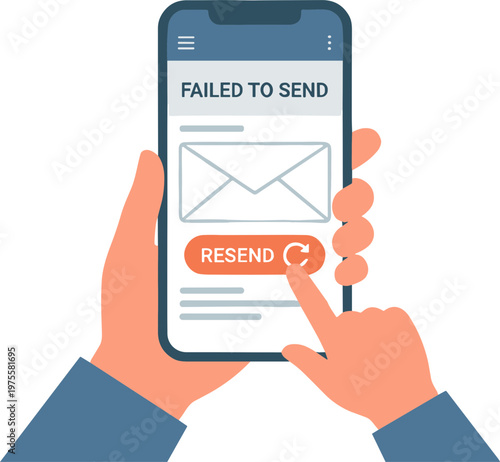 A person tries to resend a failed email message on their smartphone.