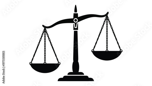 Black silhouette of traditional scales of justice symbolizing law and legal equality concept