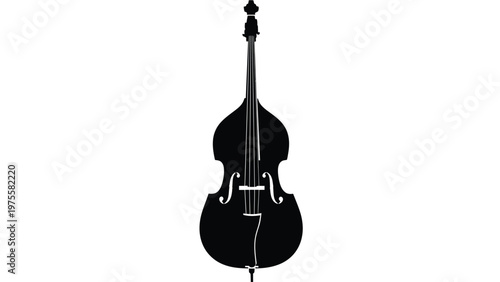 Double bass musical instrument silhouette isolated on white background for orchestra concept