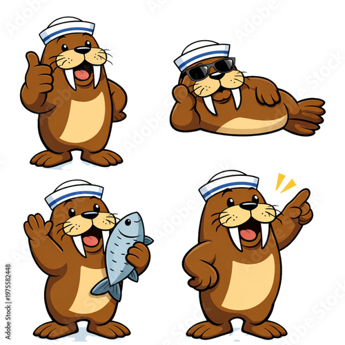 Funny walrus vector