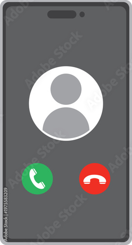 着信画面が表示されているスマートフォン　応答　拒否