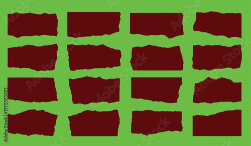 Torn Paper Edges Over Green Screen Background