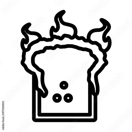 Burned Toast Vector Line Icon Design