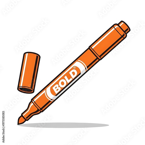 Bold Orange Marker Pen with Cap Removed for Writing or Drawing