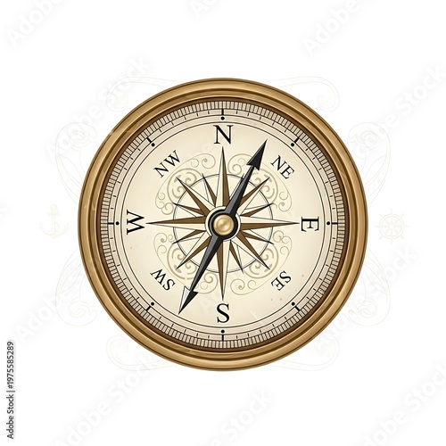 Vintage Compass with Gold Frame and Elegant Design