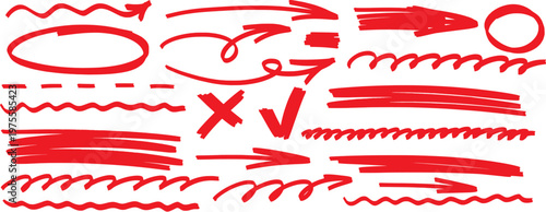 Expressive hand drawn sketch where highlight and marker feel real, arrow guides the line, pen and pencil define underline, stroke and shape.