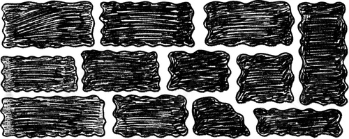 Creative shape and rectangle outline an organic frame, wavy accents move through border, square, doodle and wave in a drawn flow.