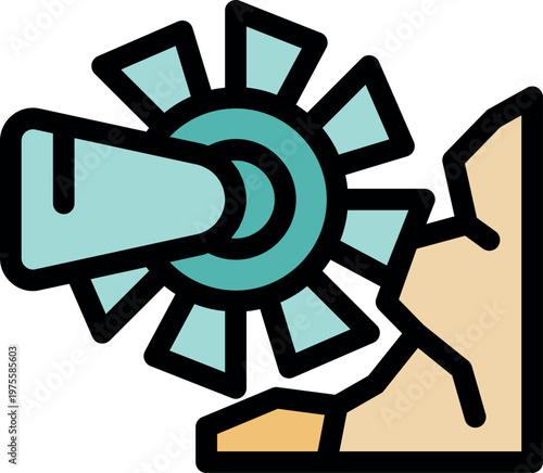 Powerful tunnel boring machine - tbm - actively excavating a tunnel, causing cracks in the surrounding rock formation
