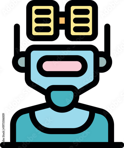 Robot being powered by solar panels, symbolizing sustainable energy and technological advancement