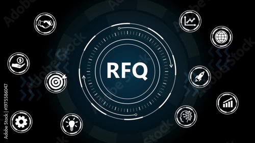 RFQ Request for Quotation Futuristic Digital Interface Animation.