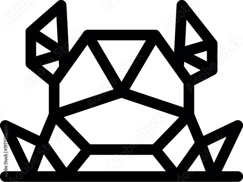 Geometric low poly origami crab is sitting on grass, creating a unique and artistic representation of nature