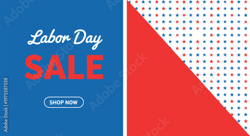 Labor Day Sale banner vector, patriotic red white and blue promotion, retail discount background