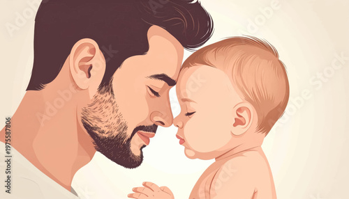 Man and Baby Nose to Nose.